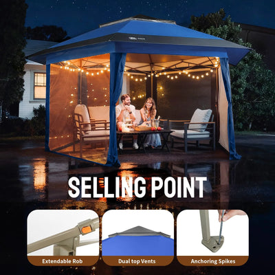 Crown Shades 13x13 Pop Up Gazebo with 6-Sided one_size
