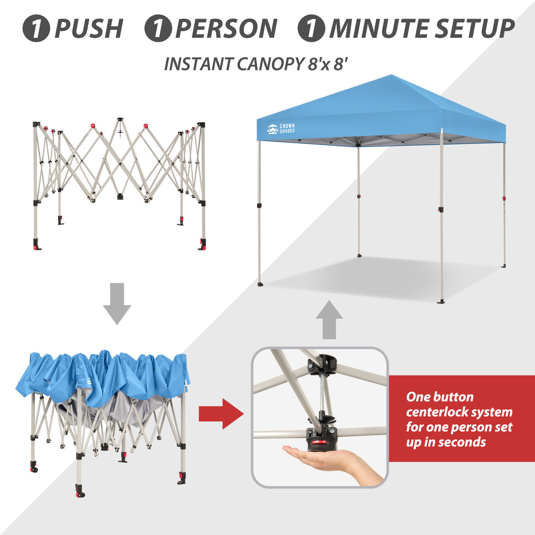 8x8 Pop Up Canopy & One-Push Centerlok™
