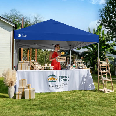 zelt aufbauen englisch 8x8 Pop-up-Pavillon & 1 Seitenwand – Crown Shades