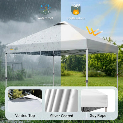 portable canopy tent Crown Shades 10x10 Pop Up Canopy Tent with One Push Setup Easy Outdoor Sun Shade for Events, Parties, Camping White