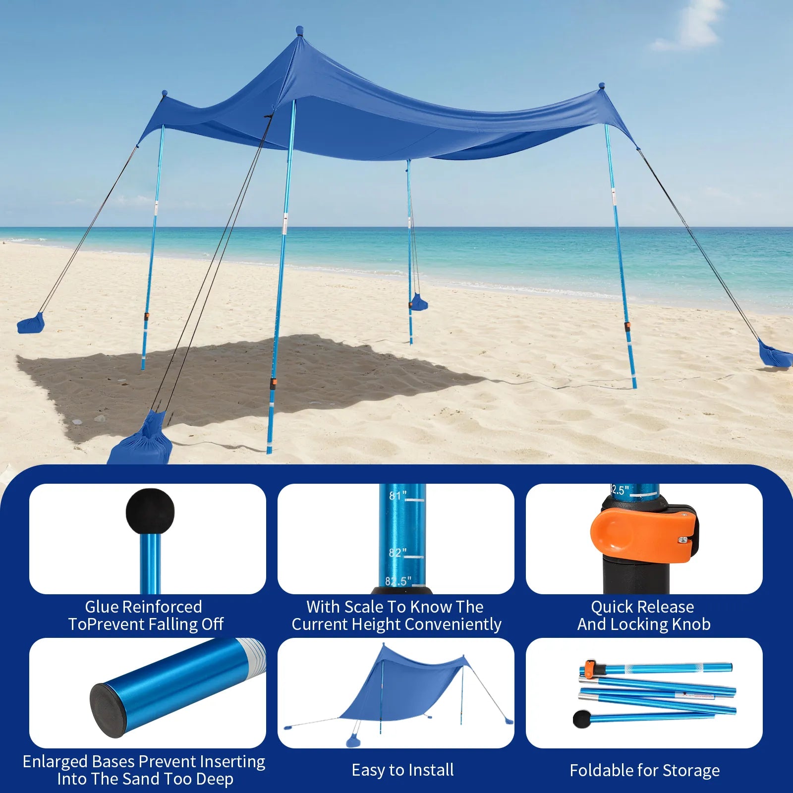 Feather-Lift Tente de plage pop-up | Abri anti-UV 50+ instantané