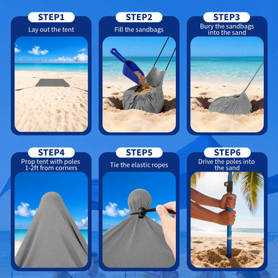 Feather-Lift Tente de plage pop-up | Abri anti-UV 50+ instantané