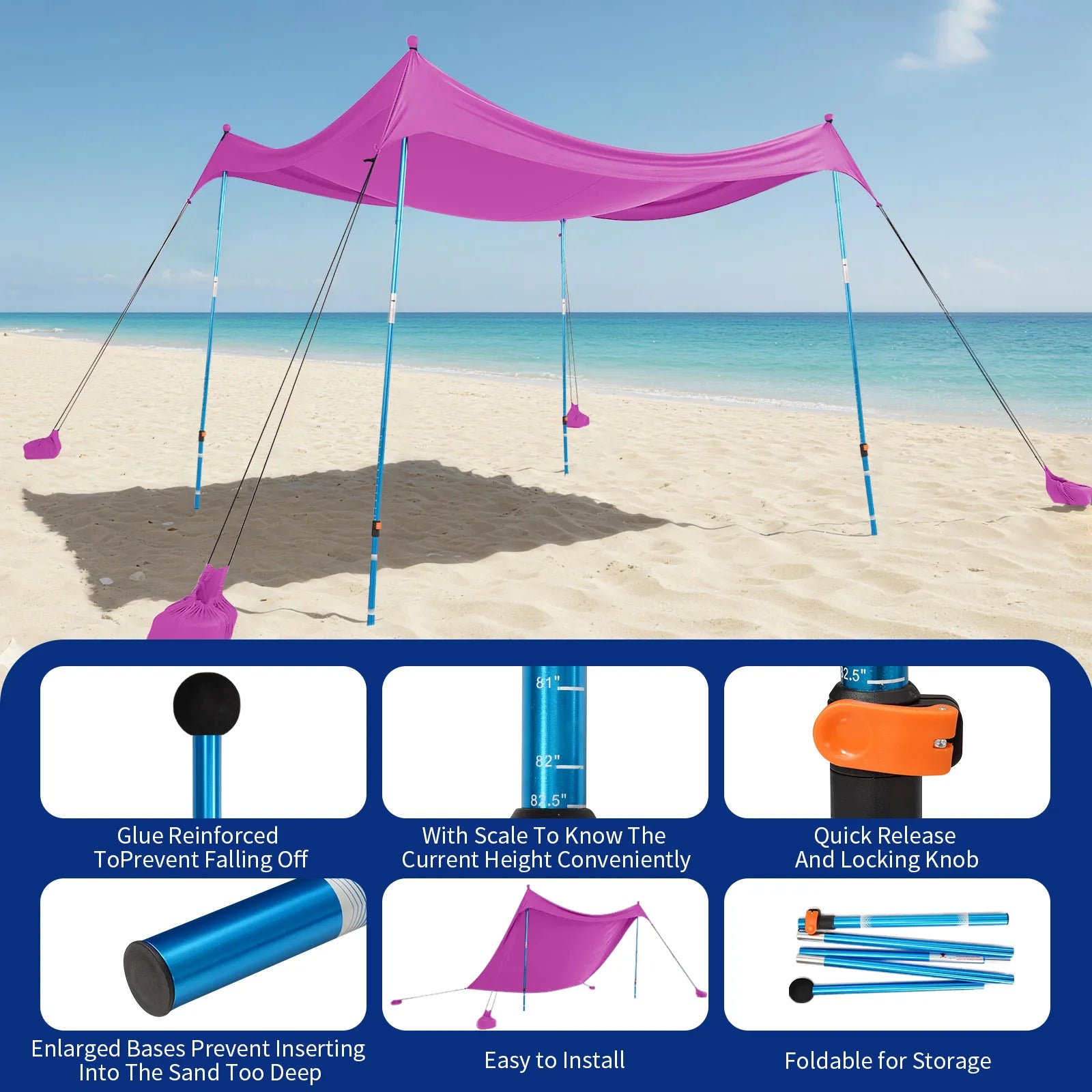 Feather-Lift Tente de plage pop-up | Abri anti-UV 50+ instantané