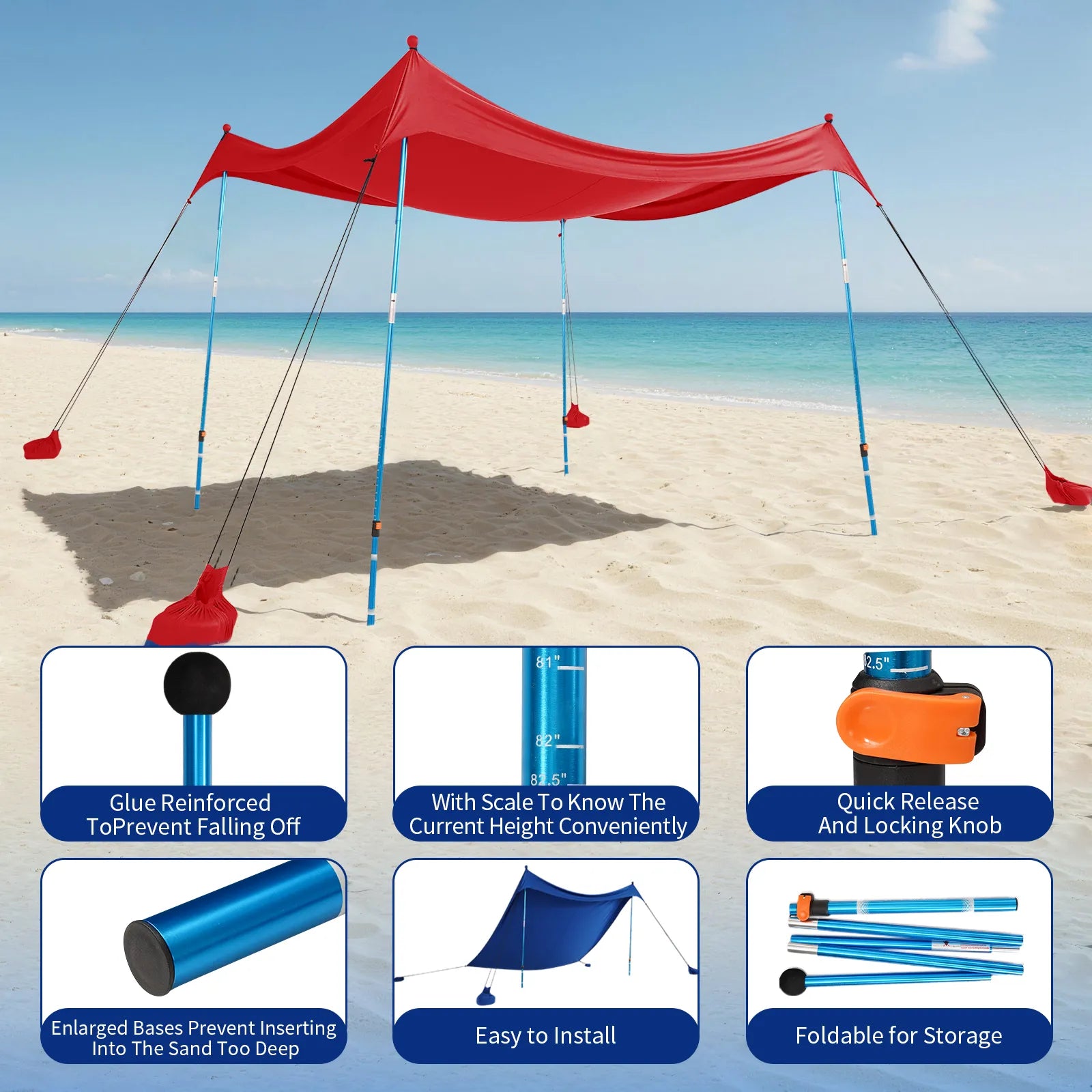 Feather-Lift Tente de plage pop-up | Abri anti-UV 50+ instantané