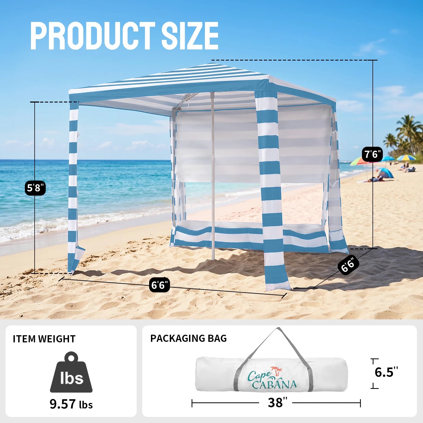Feather-Lift Tienda Cabana de Playa 6.5' x 6.5' | 1 Pared Lateral