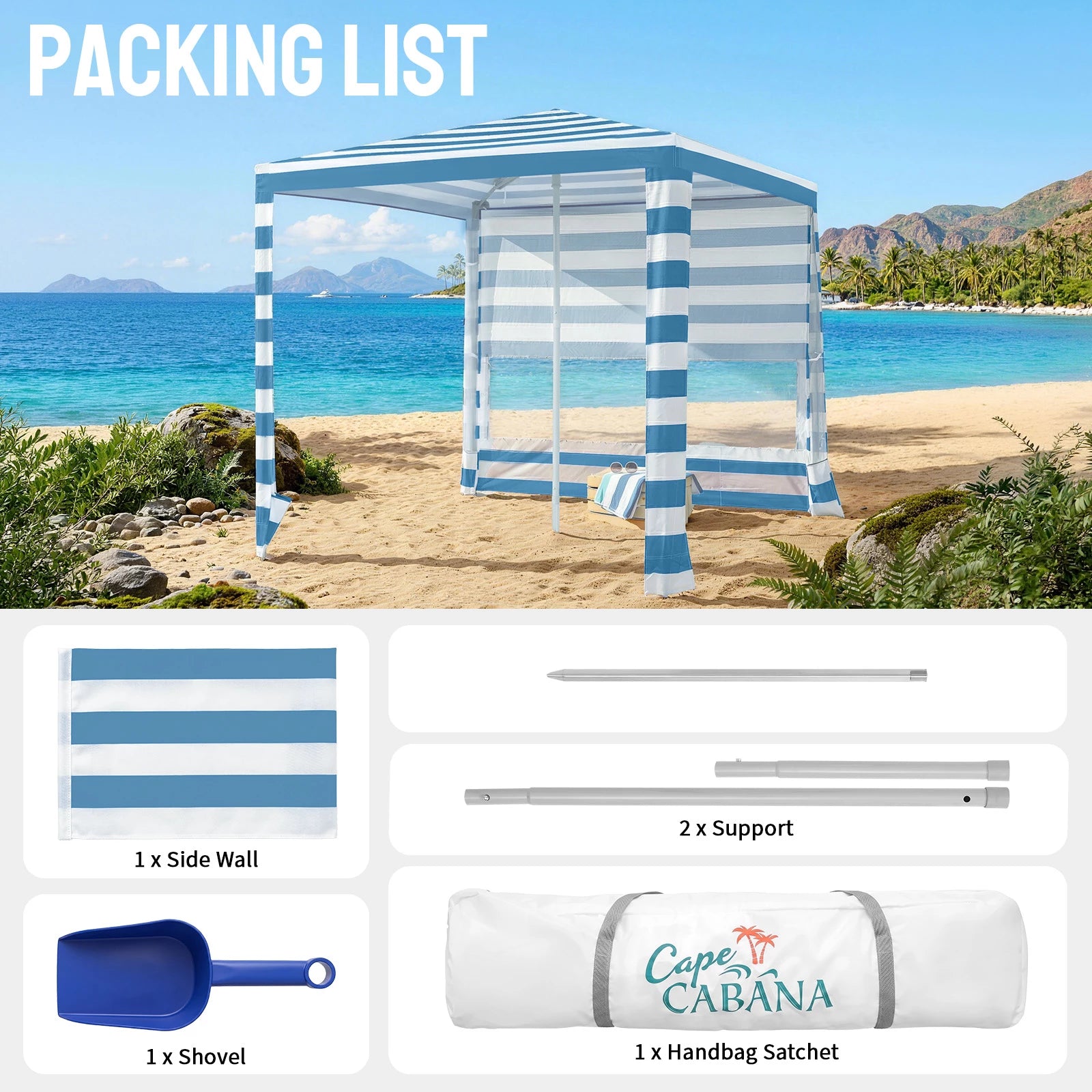 Feather-Lift Tienda Cabana de Playa 6.5' x 6.5' | 1 Pared Lateral