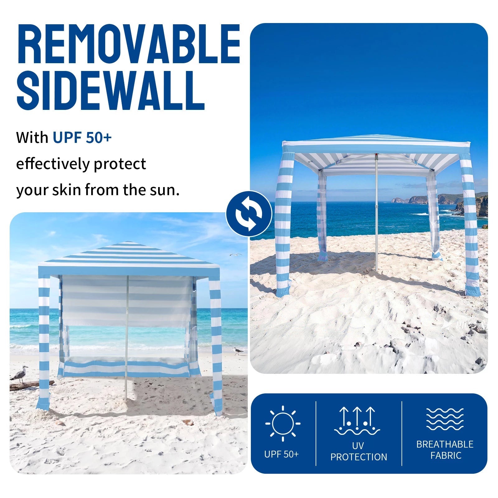 Feather-Lift Tienda Cabana de Playa 6.5' x 6.5' | 1 Pared Lateral