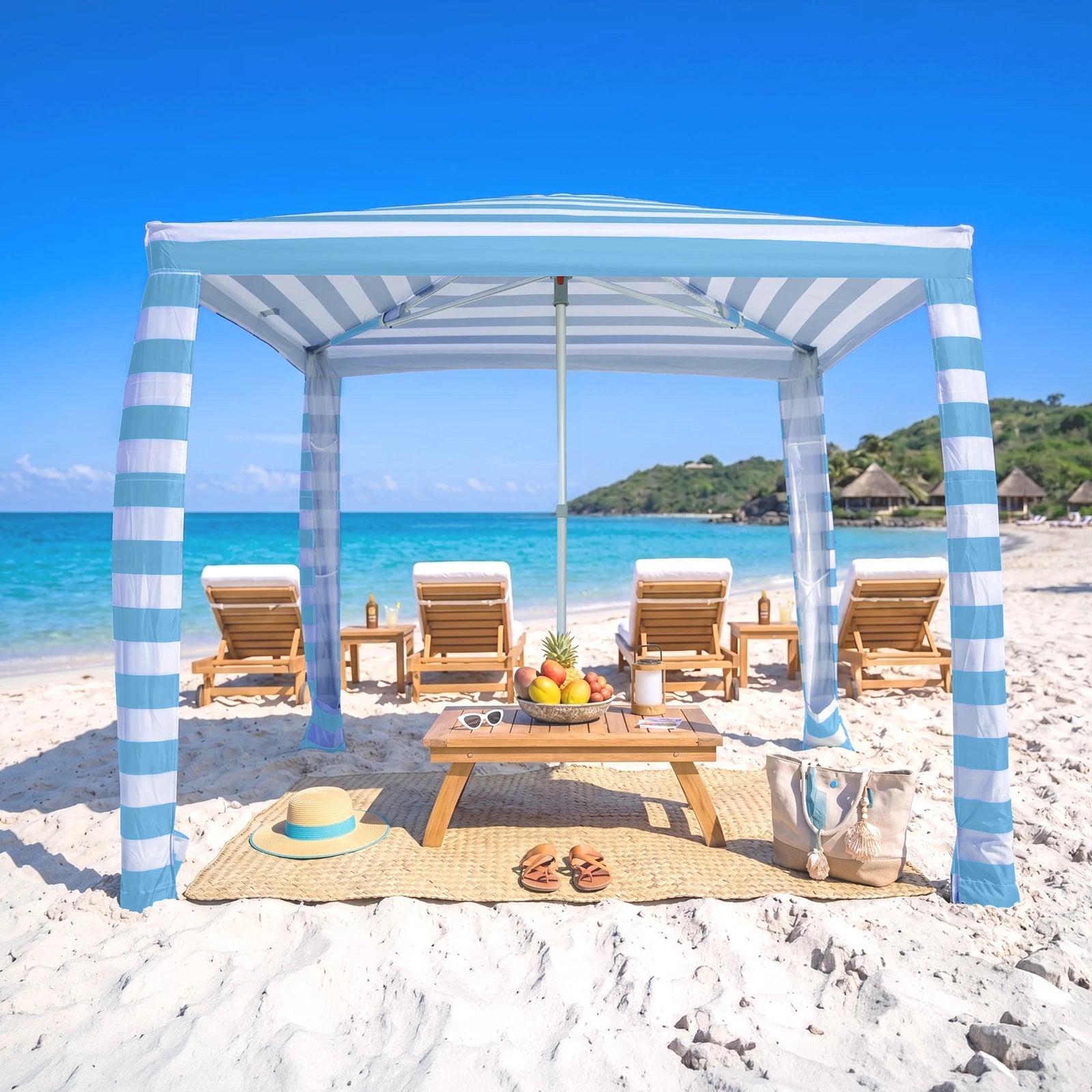 Feather-Lift Tienda Cabana de Playa 6.5' x 6.5' | 1 Pared Lateral