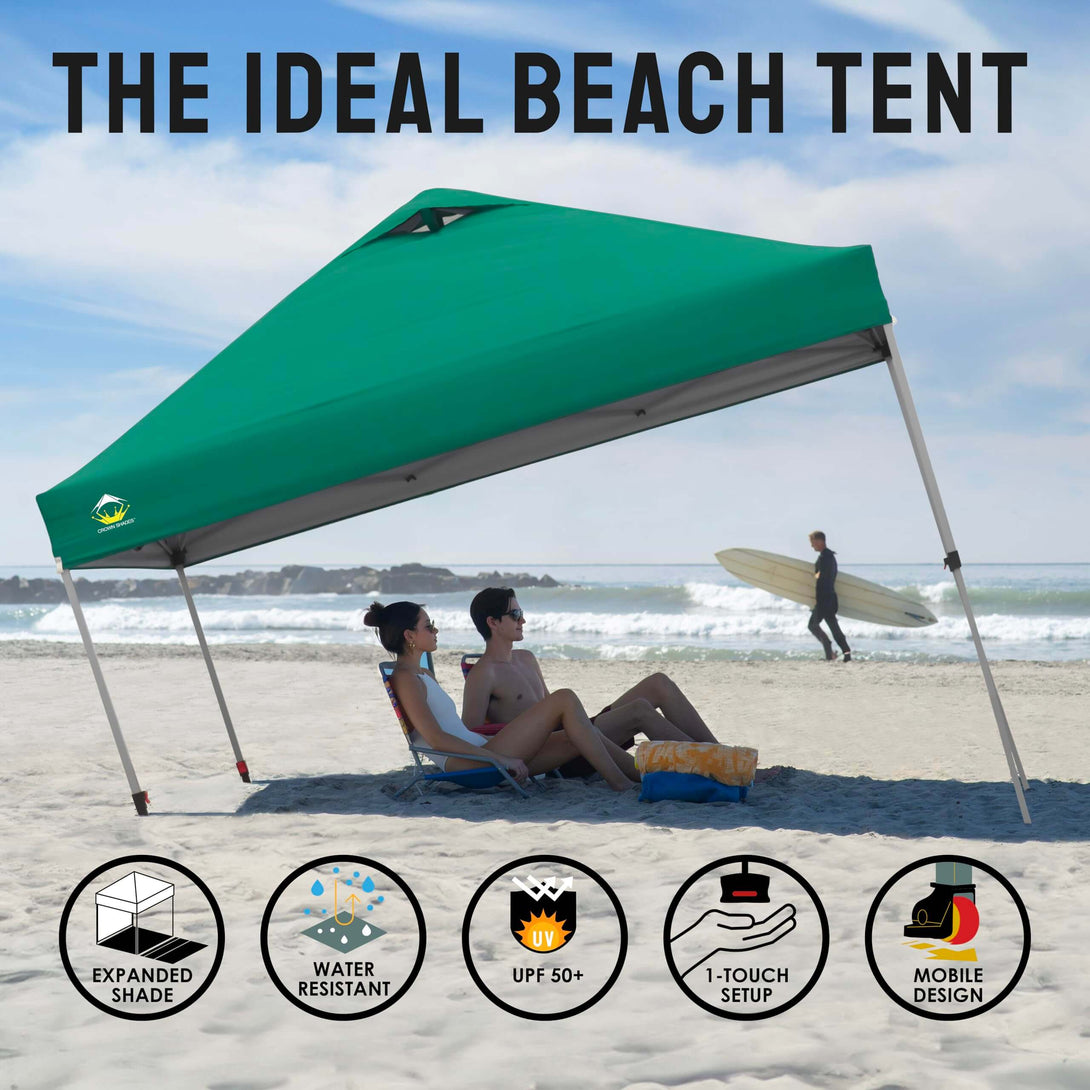 CROWN SHADES 8x8 Pop Up Canopy, Patented Center Lock One Push Tent Canopy, Newly Designed Storage Bag, 8 Stakes, 4 Ropes