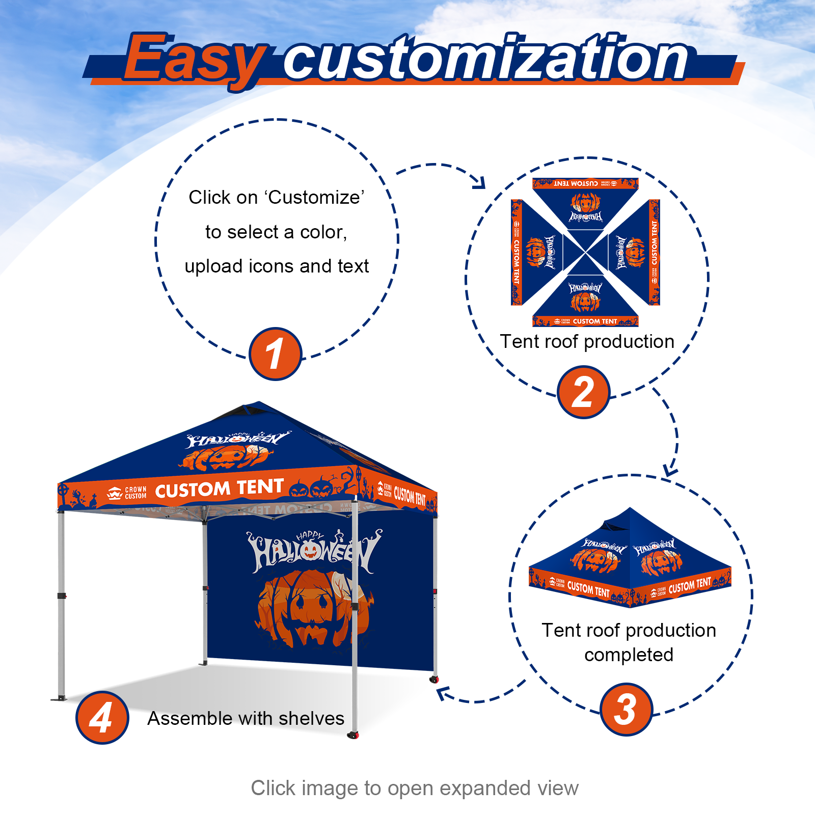 Custom 10x10 Pop Up Canopy para Decoraciones y Eventos de Halloween