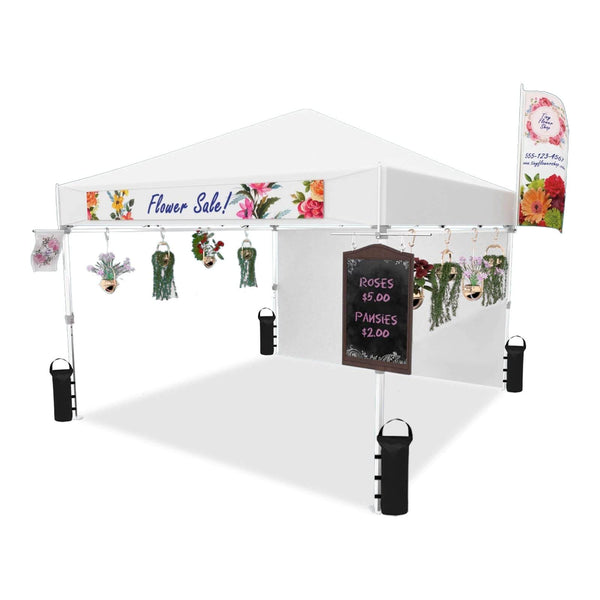 CROWN SHADES 10x10 Pop up Canopy Instant Commercial Canopy Including 1 Removable Sidewall, 2 Crossbars, 4 Ropes, 8 Stakes