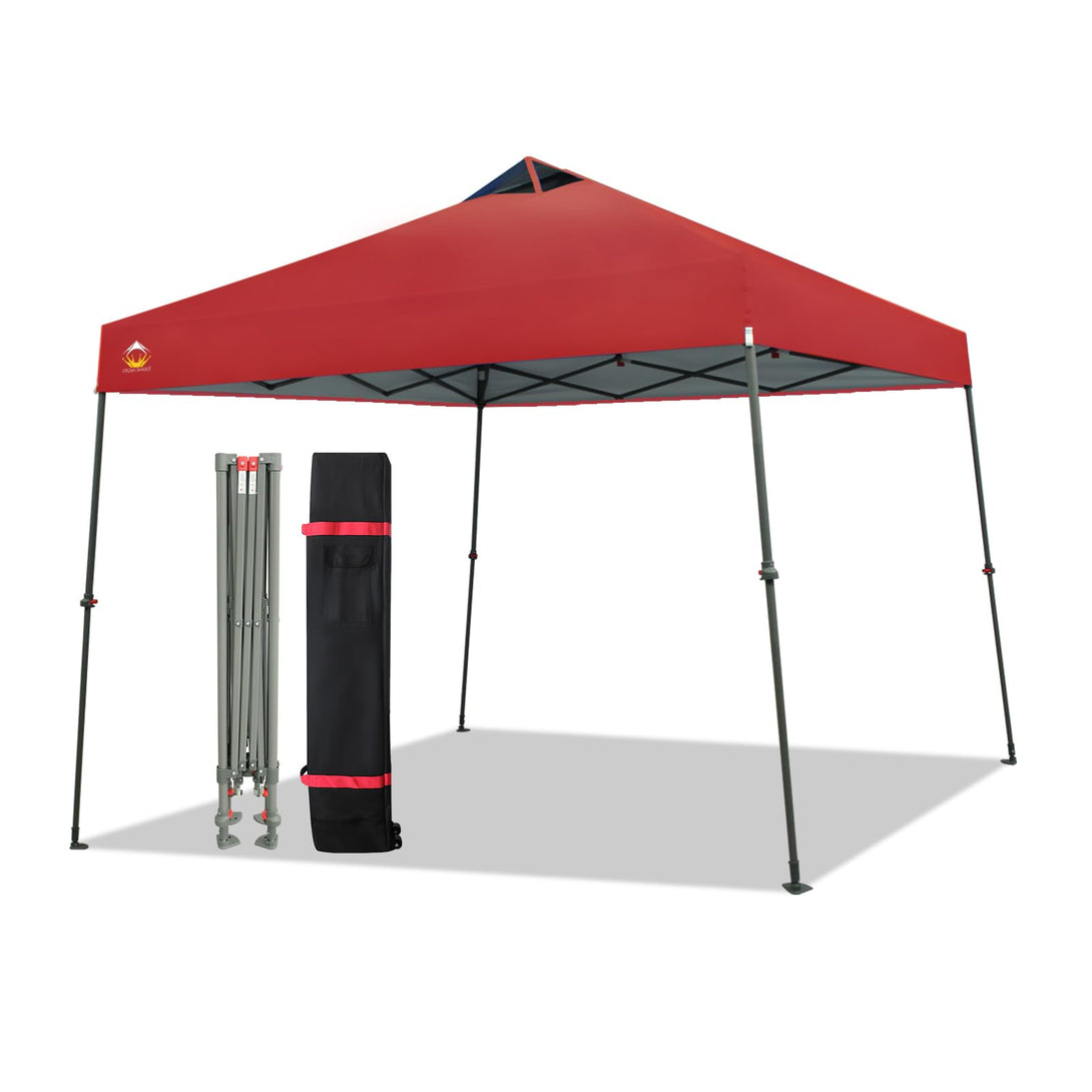 CROWN SHADES Canopy Tent 9x9 One Push Pop up Canopy Easy Up Canopy Bonus Wheeled Bag, 8 Stakes, 4 Ropes