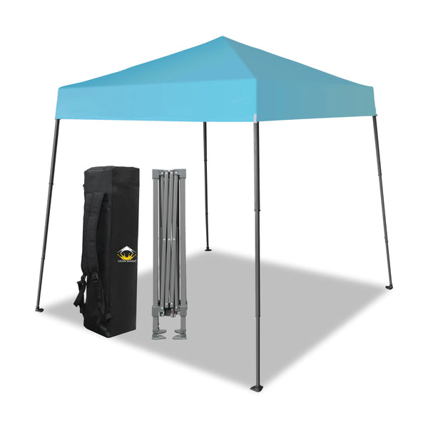 CROWN SHADES 6.5x6.5 Pop Up Canopy Tent, Slant Leg Outdoor Canopy with Carry Bag, Beach Tent, Sports Shelter