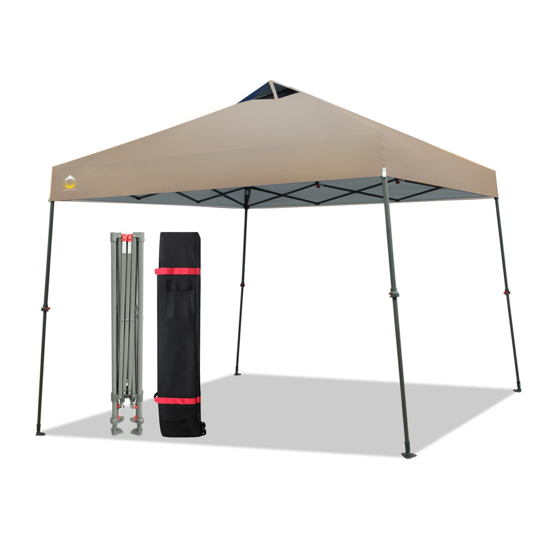 CROWN SHADES Canopy Tent 9x9 One Push Pop up Canopy Easy Up Canopy Bonus Wheeled Bag, 8 Stakes, 4 Ropes