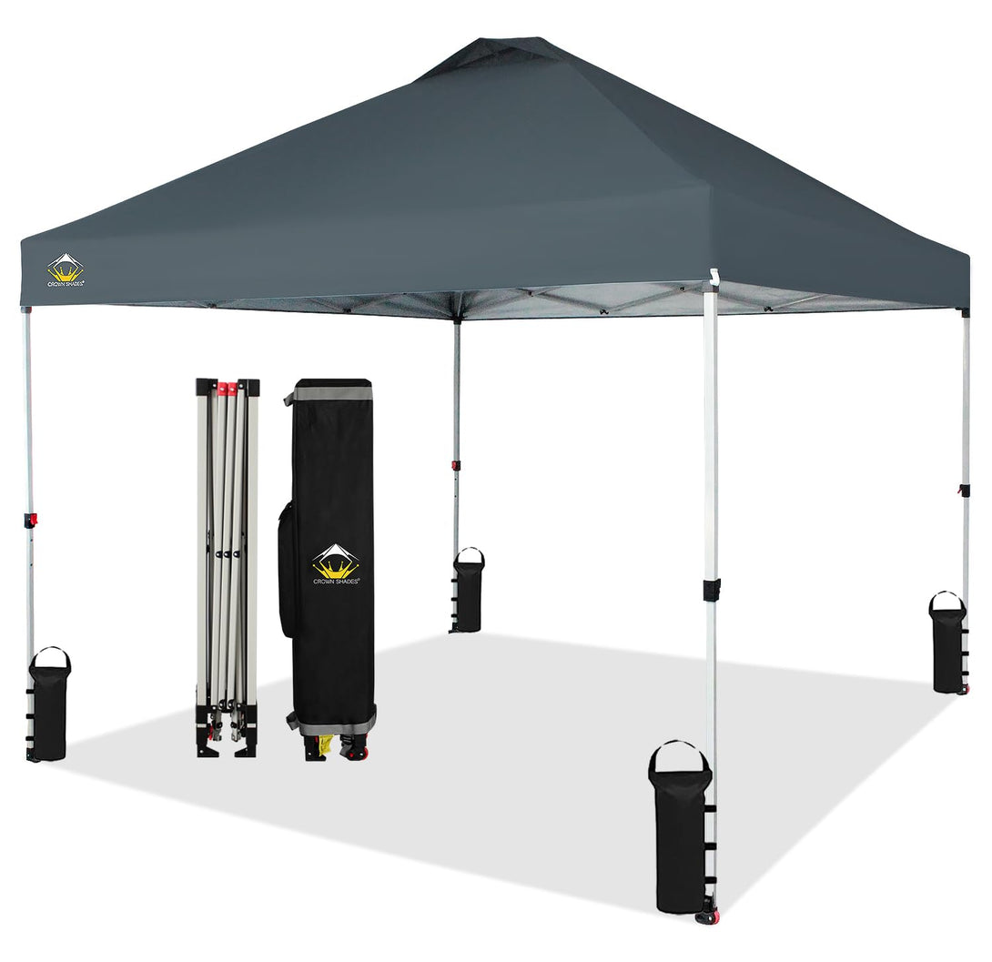 CROWN SHADES 10x10 Pop up Canopy Tent RM100H, Patented One Push Pop Up Tent with Wheeled Carry Bag