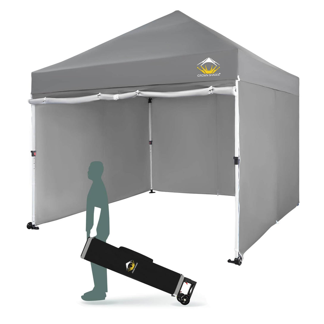 CROWN SHADES 10x10 Pop Up Canopy Tent Instant Commercial 1-Person Setup Patended Centerlock with 400D Silver Coated Fabric, 4 Sidewalls