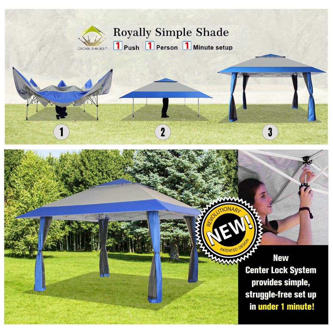 13X13 Outdoor Pop Up Gazebo Patented Center Lock Quick Setup  Instant Canopy Tent with Mosquito Nettings