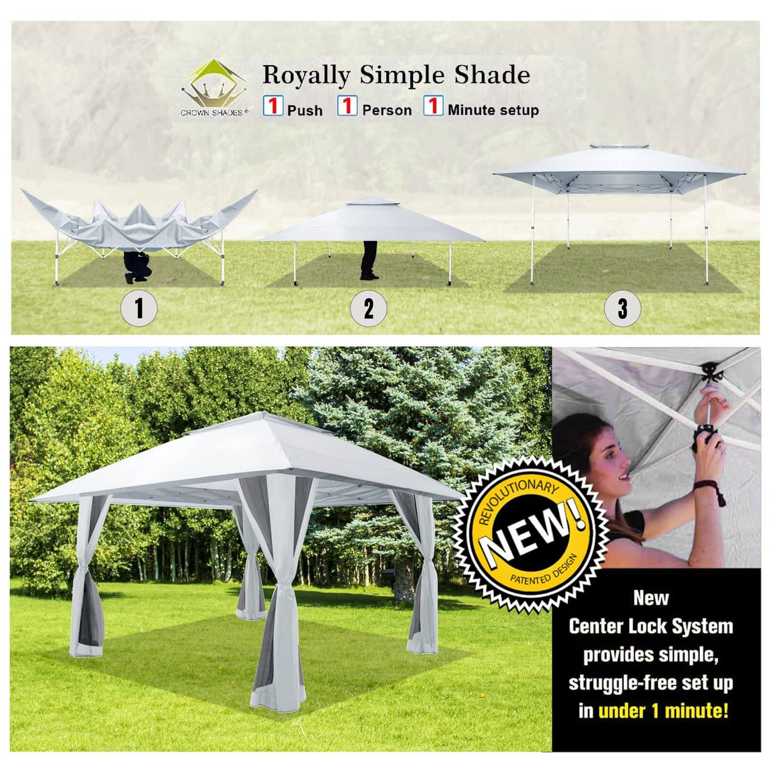 13X13 Outdoor Pop Up Gazebo Patented Center Lock Quick Setup  Instant Canopy Tent with Mosquito Nettings