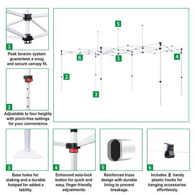 CROWN SHADES [M200A-CU] Carpa personalizada 20x10 – Juego completo con estructura y toldo