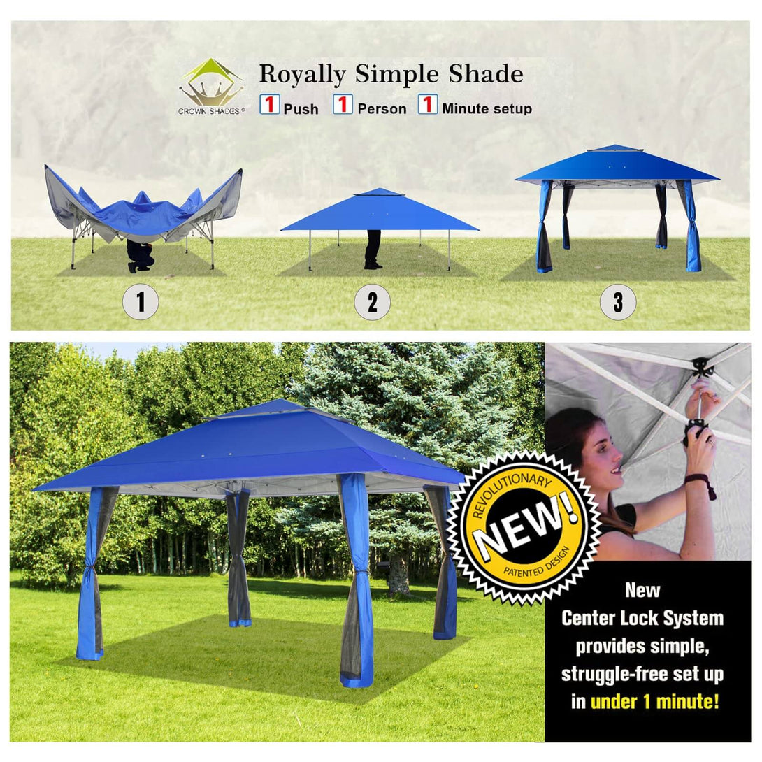 13X13 Outdoor Pop Up Gazebo Patented Center Lock Quick Setup  Instant Canopy Tent with Mosquito Nettings