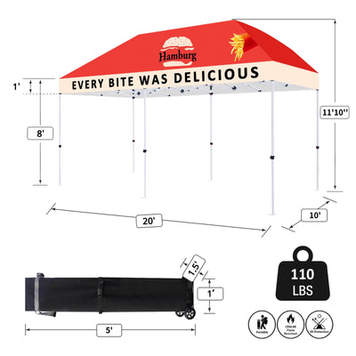 CROWN SHADES [M200A-CU] Carpa personalizada 20x10 – Juego completo con estructura y toldo