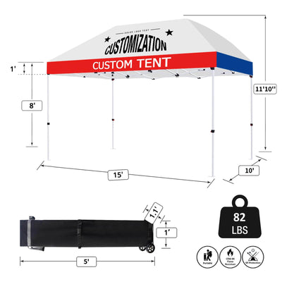 CROWN SHADES [M150A] Carpa personalizada 15x10 – Juego completo con estructura y toldo