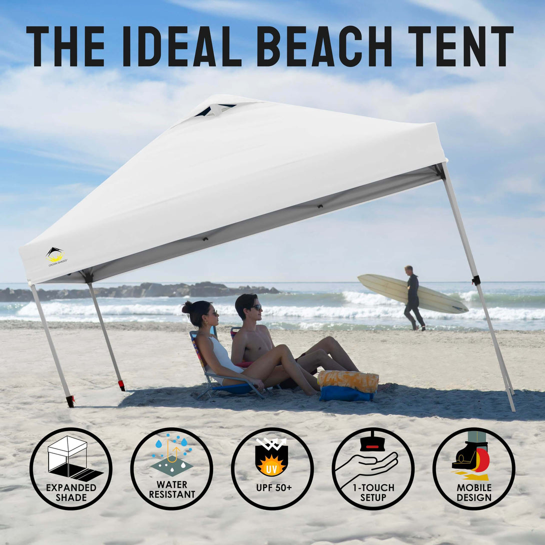 CROWN SHADES 10x10 Pop up Canopy Tent RM100H, Patented One Push Pop Up Tent with Wheeled Carry Bag