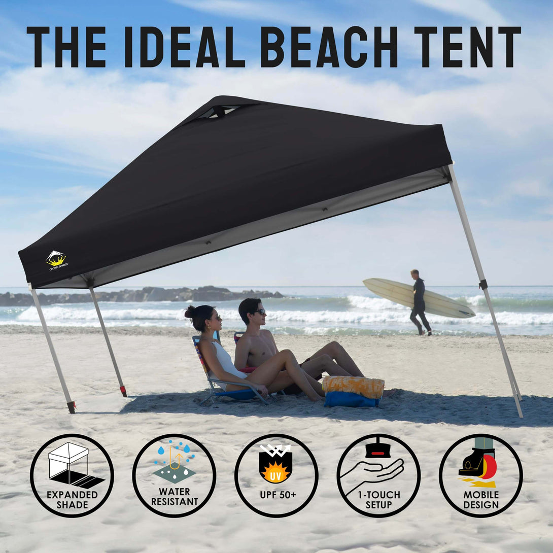 CROWN SHADES 8x8 Pop Up Canopy, Patented Center Lock One Push Tent Canopy, Newly Designed Storage Bag, 8 Stakes, 4 Ropes