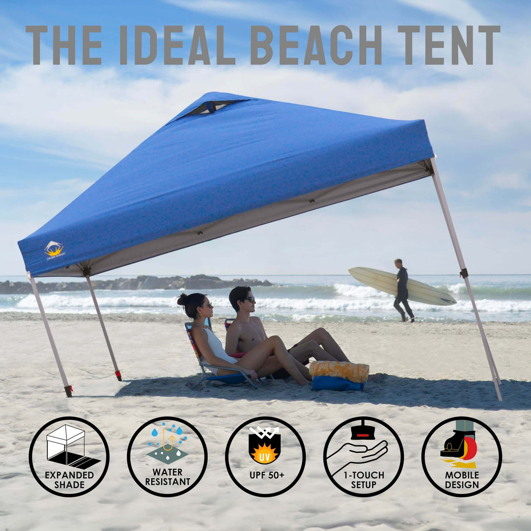 CROWN SHADES 8x8 Pop Up Canopy, Patented Center Lock One Push Tent Canopy, Newly Designed Storage Bag, 8 Stakes, 4 Ropes