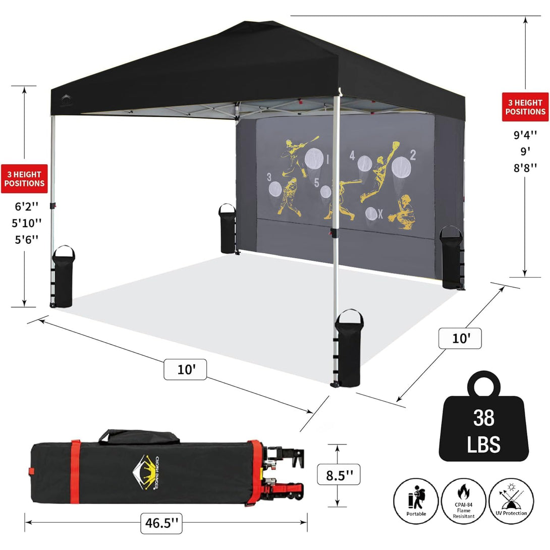 CROWN SHADES 10x10 Pop Up Canopy Tent with Game Netting - One Push Setup Beach Tent - Outdoor Sun Shade for Events, Parties, Camping