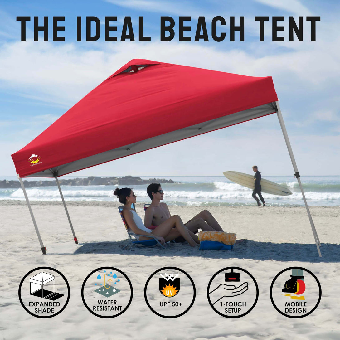 CROWN SHADES 8x8 Pop Up Canopy, Patented Center Lock One Push Tent Canopy, Newly Designed Storage Bag, 8 Stakes, 4 Ropes