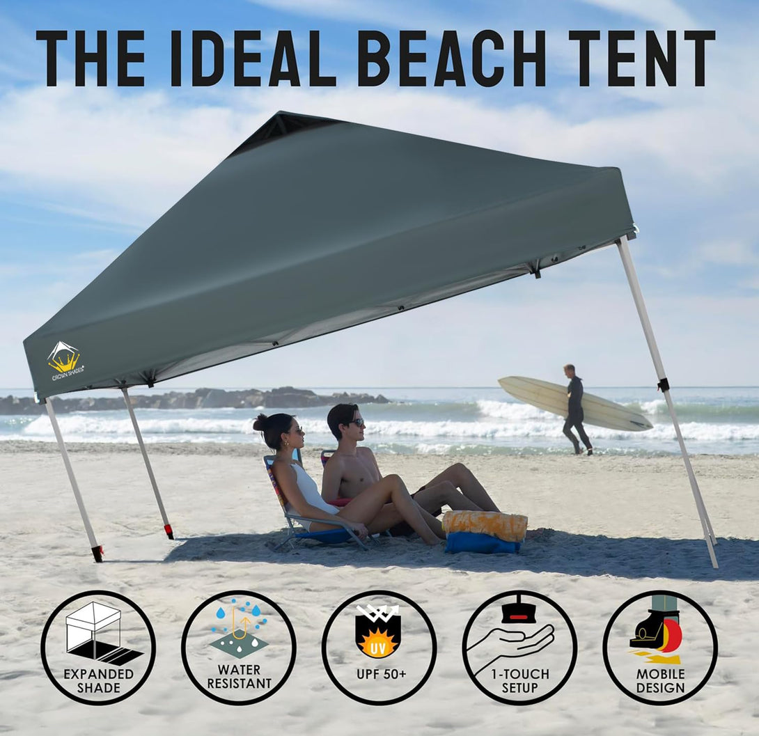 CROWN SHADES 10x10 Pop up Canopy Tent RM100H, Patented One Push Pop Up Tent with Wheeled Carry Bag