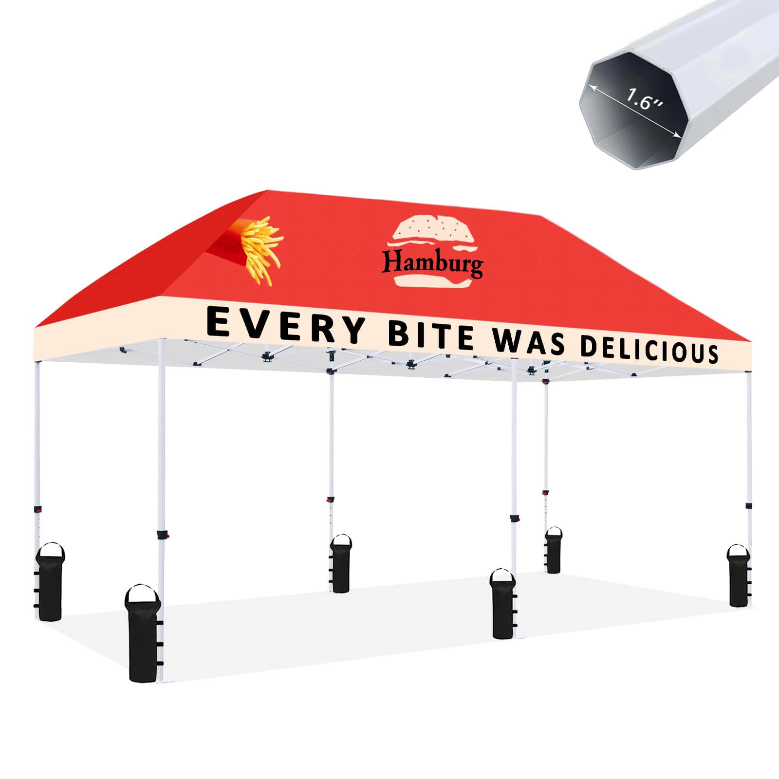 CROWN SHADES [M200A-CU] Carpa personalizada 20x10 – Juego completo con estructura y toldo