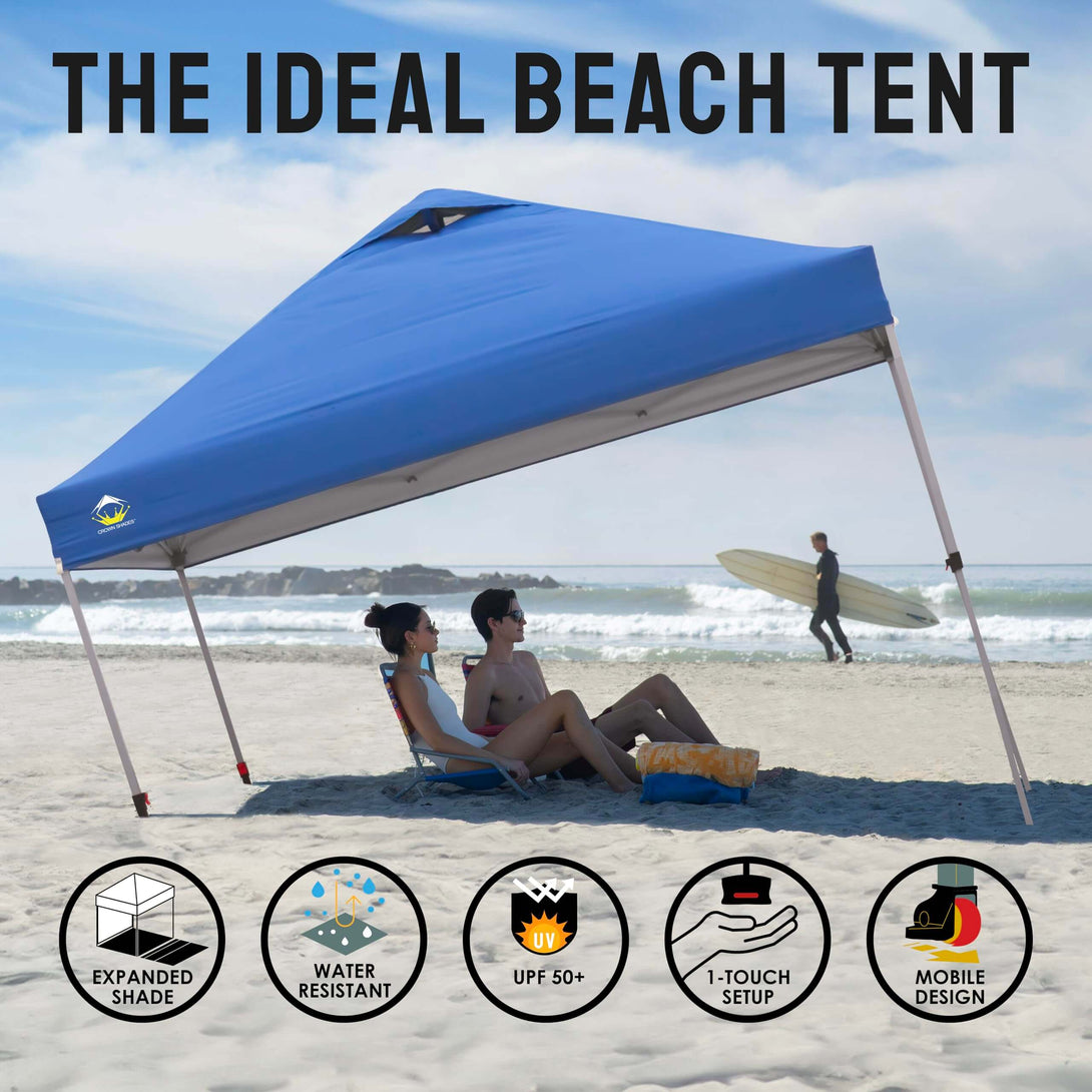 CROWN SHADES 8x8 Pop Up Canopy, Patented Center Lock One Push Tent Canopy, Newly Designed Storage Bag, 8 Stakes, 4 Ropes