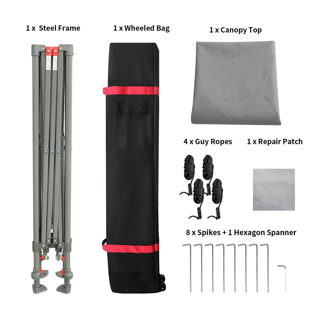 CROWN SHADES Canopy Tent 9x9 One Push Pop up Canopy Easy Up Canopy Bonus Wheeled Bag, 8 Stakes, 4 Ropes