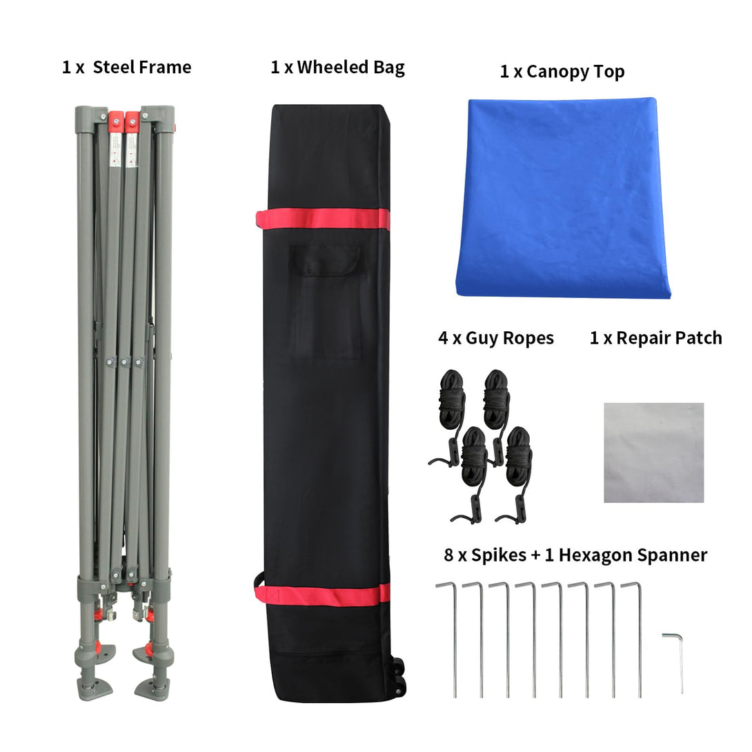 CROWN SHADES Canopy Tent 9x9 One Push Pop up Canopy Easy Up Canopy Bonus Wheeled Bag, 8 Stakes, 4 Ropes