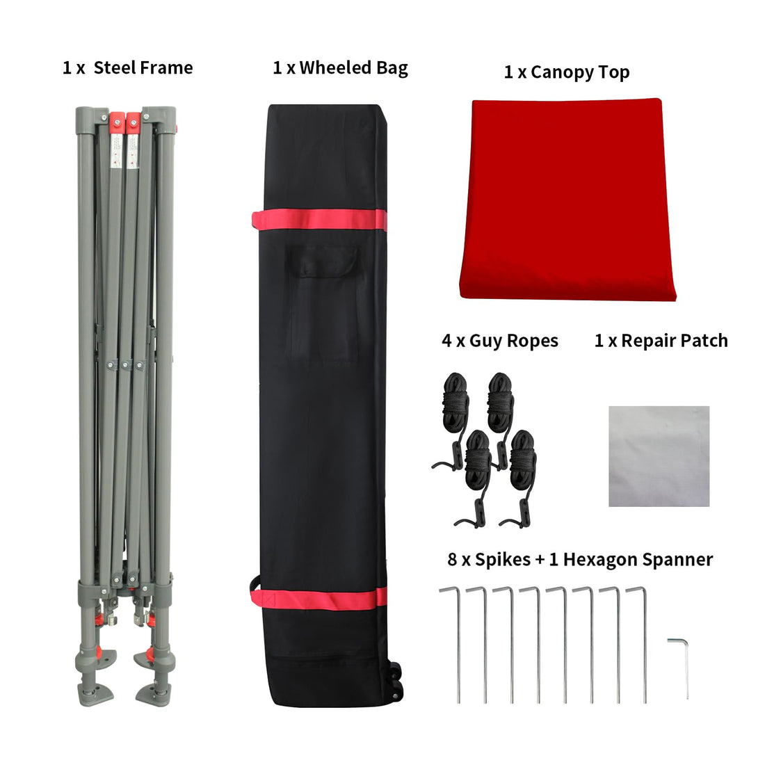 CROWN SHADES Canopy Tent 9x9 One Push Pop up Canopy Easy Up Canopy Bonus Wheeled Bag, 8 Stakes, 4 Ropes