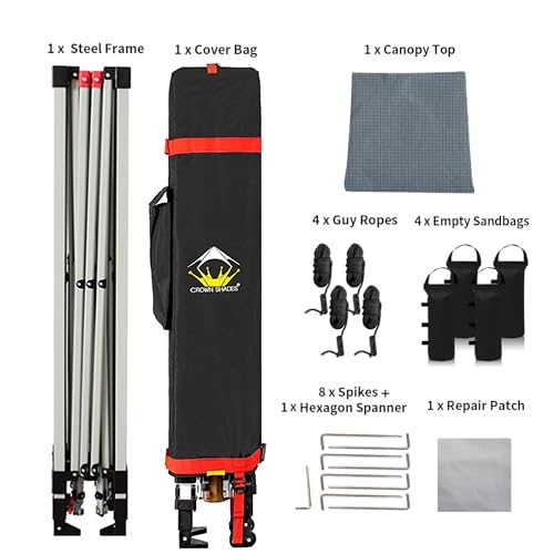 CROWN SHADES 10x10 Pop up Canopy Tent RM100H, Patented One Push Pop Up Tent with Wheeled Carry Bag