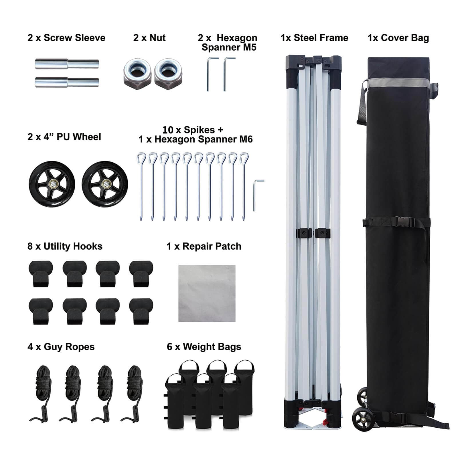 CROWN SHADES [M200A-CU] Carpa personalizada 20x10 – Juego completo con estructura y toldo