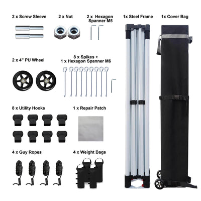 CROWN SHADES [M150A] Carpa personalizada 15x10 – Juego completo con estructura y toldo