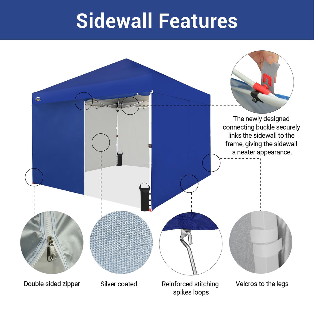 CROWN SHADES 10X10 Comercial Instant Canopy Pop Up Tent Patended Center Lock with 4 Sidewalls