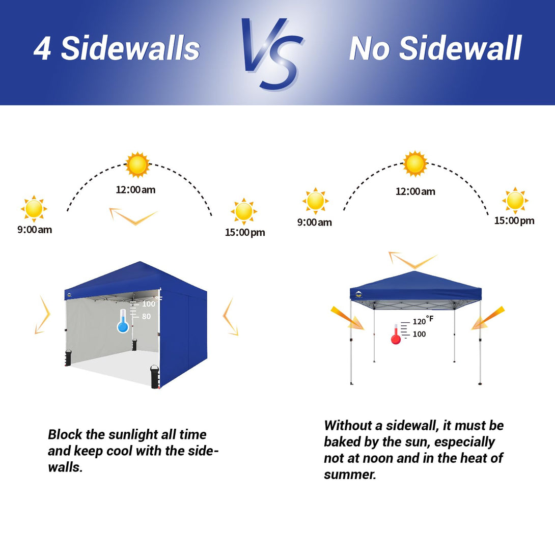 CROWN SHADES 10X10 Comercial Instant Canopy Pop Up Tent Patended Center Lock with 4 Sidewalls