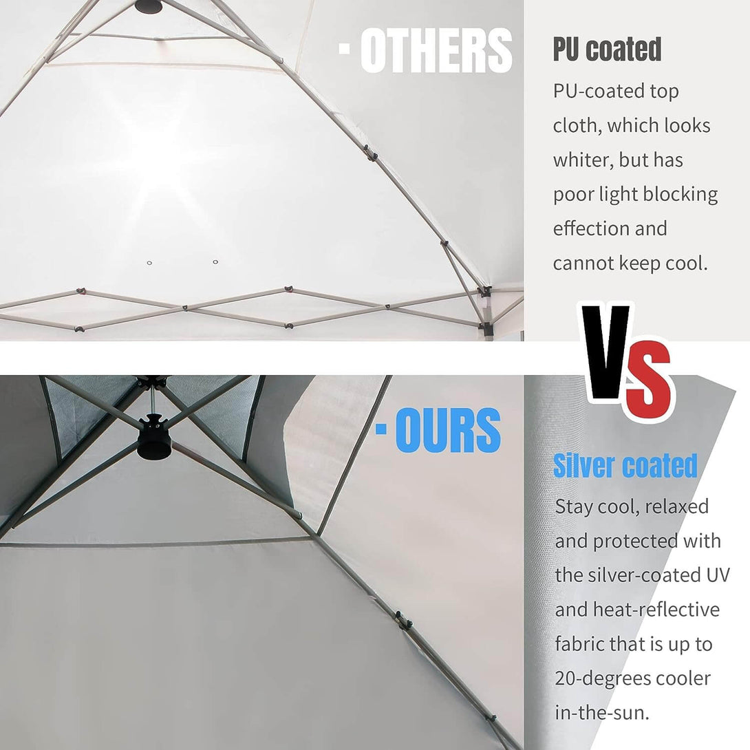 CROWN SHADES 10x10 Pop up Canopy Tent RM100H, Patented One Push Pop Up Tent with Wheeled Carry Bag