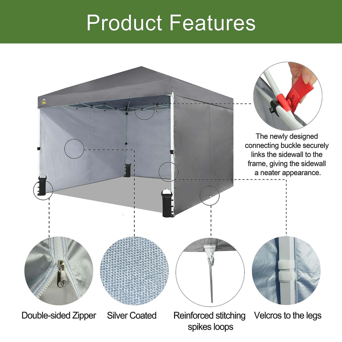 CROWN SHADES 10X10 Comercial Instant Canopy Pop Up Tent Patended Center Lock with 4 Sidewalls