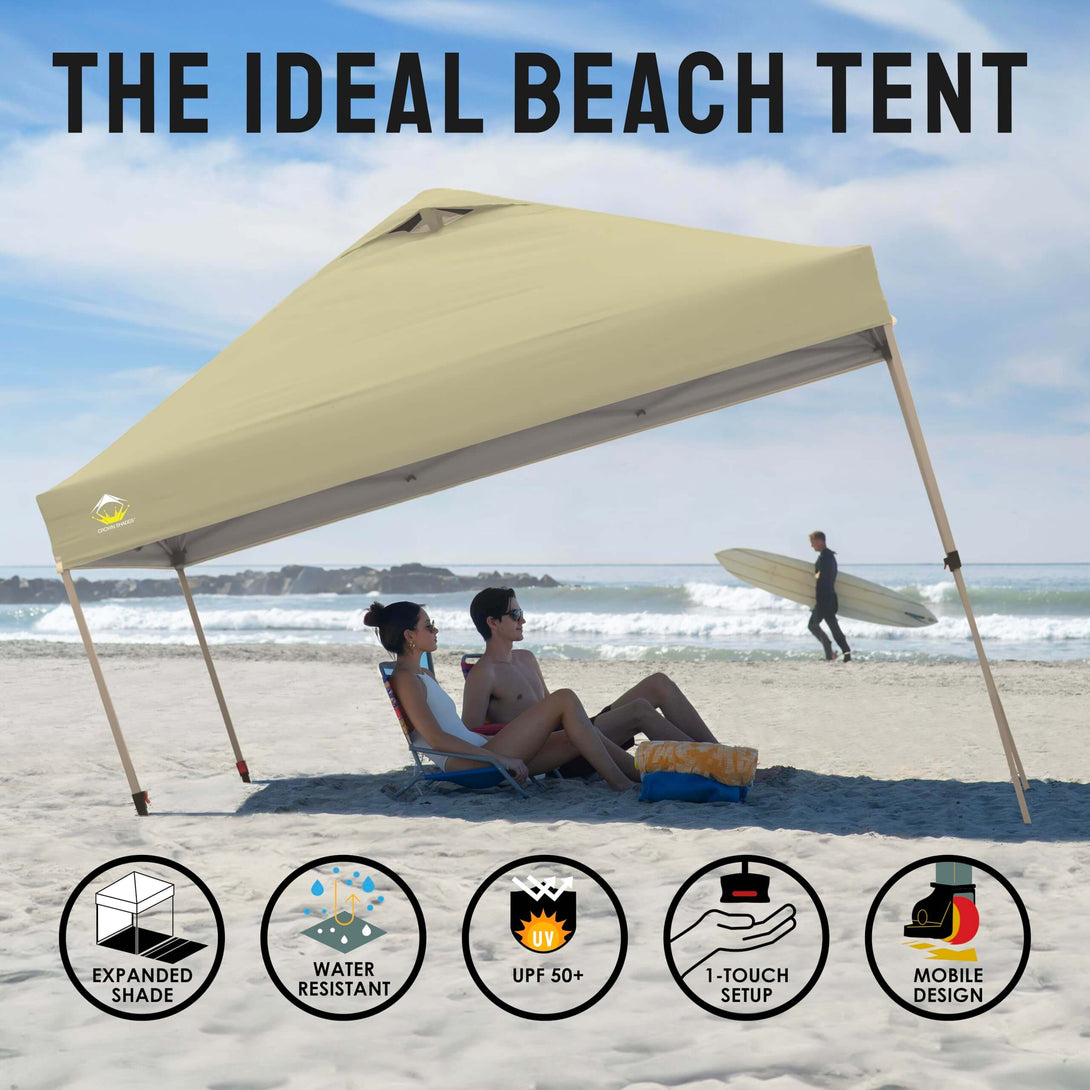 CROWN SHADES 8x8 Pop Up Canopy, Patented Center Lock One Push Tent Canopy, Newly Designed Storage Bag, 8 Stakes, 4 Ropes