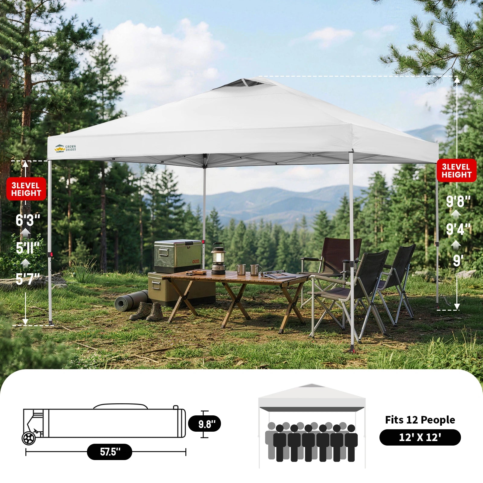 Tonnelle One-Push Max 12' x 12'