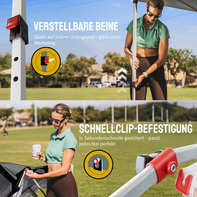Pop-Up Faltpavillon 3 × 3 m – Wasserdicht, UV50+, Höhenverstellbar, mit Seitenteilen
