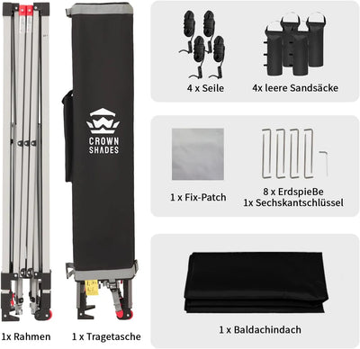 Pop-Up Faltpavillon 3 × 3 m – Wasserdicht, UV50+, Höhenverstellbar, mit Seitenteilen