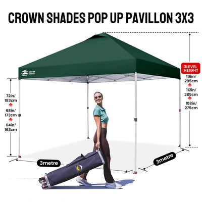 Pop-Up Faltpavillon 3 × 3 m – Wasserdicht, UV50+, Höhenverstellbar, mit Seitenteilen