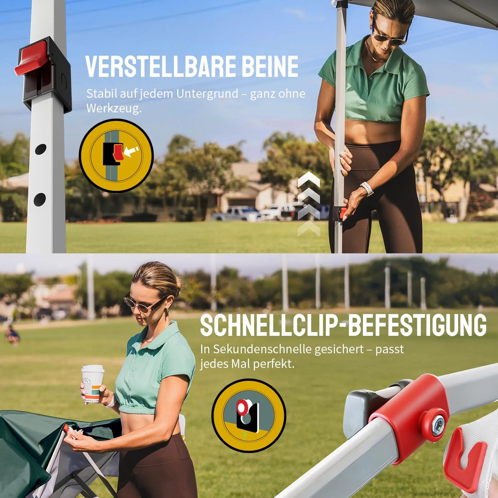 Pop-Up Faltpavillon 3 × 3 m – Wasserdicht, UV50+, Höhenverstellbar, mit Seitenteilen